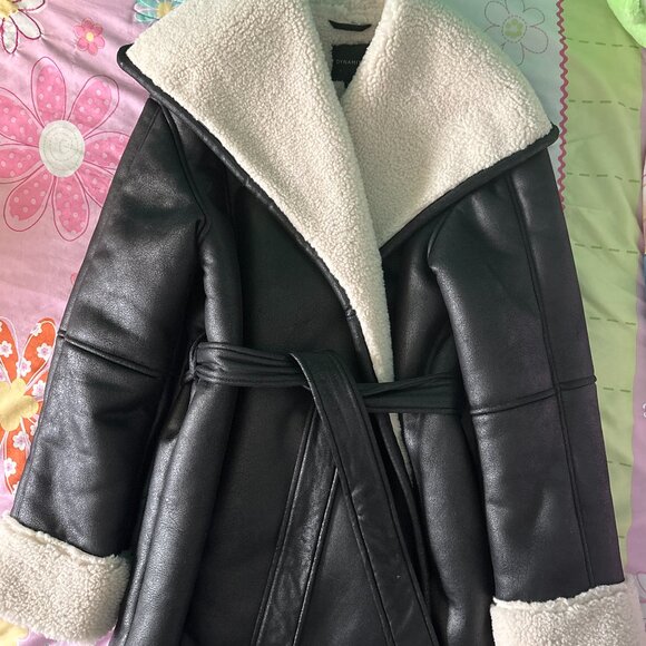 Dynamite Jackets & Blazers - DYNAMITE Sherpa Faux Leather Wrap Coat - LIKE NEW - Worn once!